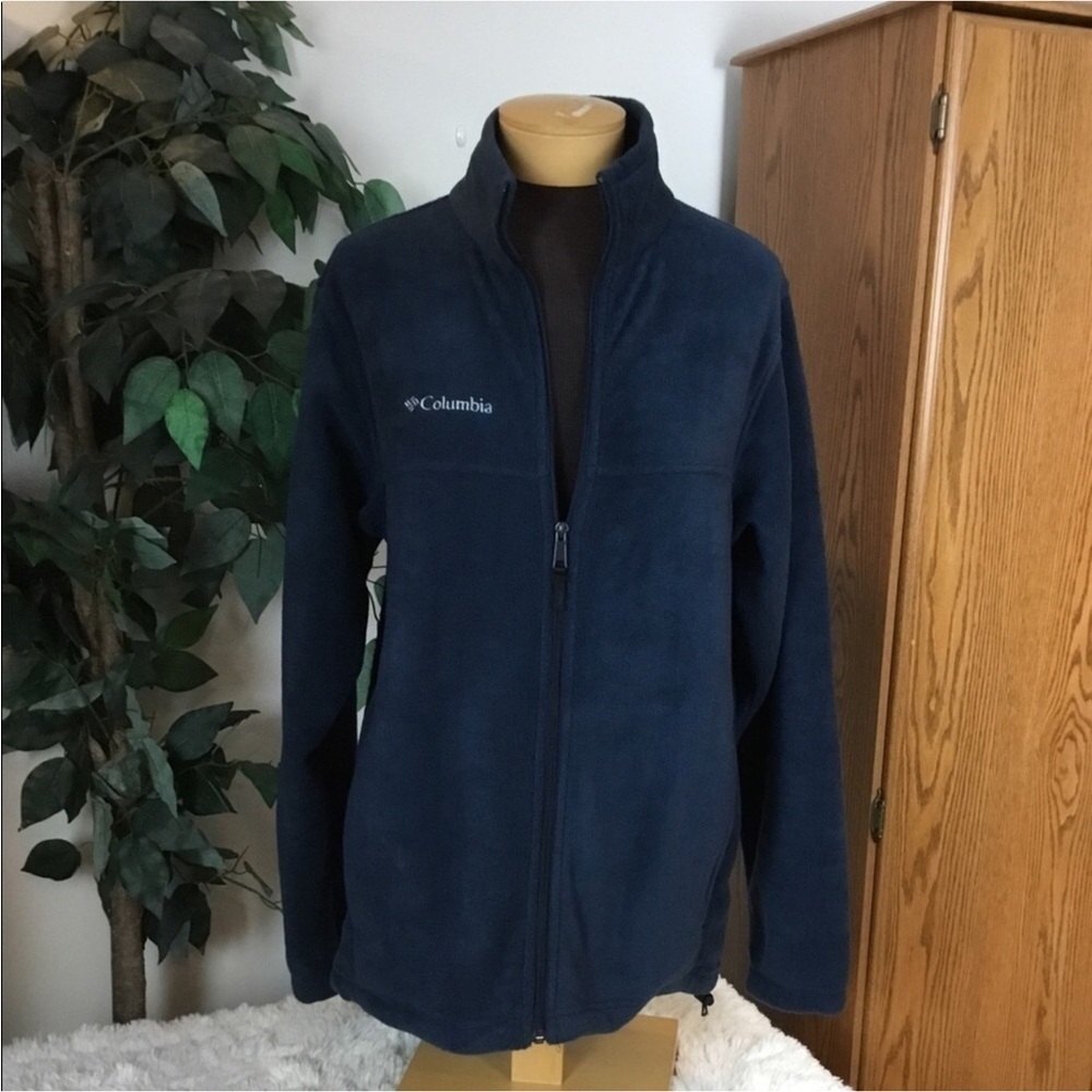 Columbia full zip dark blue fleece jacket Men’s size medium no hood